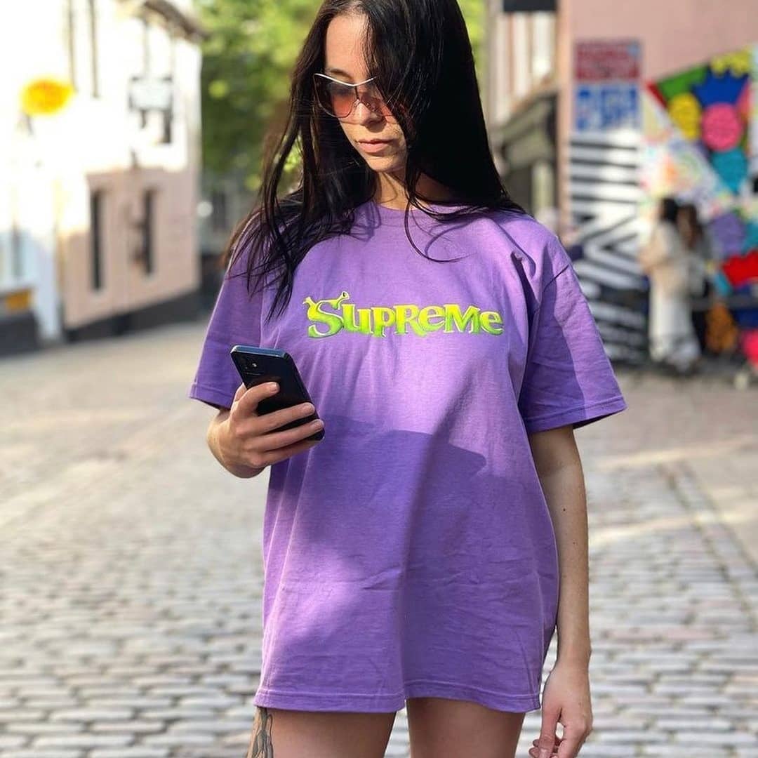 supreme shrek tee purple